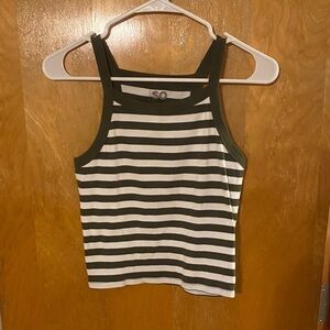 SO Women's Army Green and White Striped Tank Top